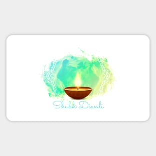 Diya Diwali Green Watercolor Magnet